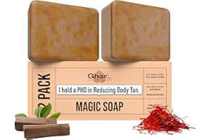 Ghar Soaps Sandalwood & Saffron Magic Soaps For Bath (100 Gms Pack Of 2) | Paraben Free | Chandan & Kesar Bath Soap | Handmade Soaps For Glowing | Skin Brightening Soap For Men & Women