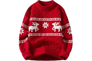 ‎SOUPLIEBE Weihnachtspullover Herren Norweger Rentier Druck Weihnachtspulli - Lustig Ugly Christmas Sweater Rundhals Warme Strickpulli Herbst Winter Strickpullover Langarm Weihnachten Pullover