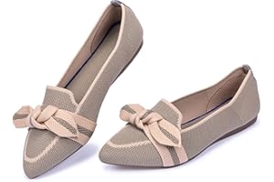 Frank Mully Loafer Flats für Damen Lässiger Strickstoff Leichte elegante Schuhe Waschbar Elegante Schnürschuhe mit spitzer Zehenpartie Bequeme Schuhe im Ballettstil für