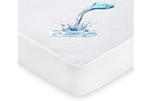 IMFAA 100% Waterproof Mattress Protector-Extra Deep 40 Cm Stretch Skirt Terry Towel Double Bed Mattress Protector – Washable, Anti Allergy and Breathable Fitted Mattress Cover. (Double(137x190+40)Cm)