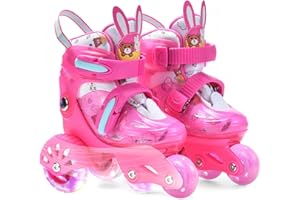 ERNAN Roller Enfant Fille Patins à roulettes pour Enfants, Patins à roulettes réglables pour Enfants,Roues Lumineuses à Flash Amusantes Type d'équilibre à Trois Points