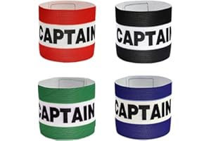fKiZanthene Captain's Armbands, 4 Pcs Kids Football Armband Set, Black Blue Green Red, Nylon with Velcro, 8 x 32 cm for Training & Matches