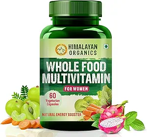 Himalayan Organics Whole Food Multivitamin for Women || with Natural Vitamins, Minerals, Extracts || Best for Energy, Brain, Bone Health || 60 Veg Capsules