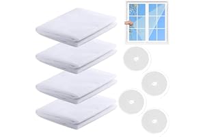 Moskitiery FGen, 4 sztuki ekranów, moskitiery 130 CM X 150 CM, moskitiery, z 4 taśmami samoprzylepnymi, gospodarstwo domowe, okna (białe)