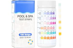 LUNEKUCK 7 in 1 Pool Test Strips Kit 100pcs Hot Tub Swimming Pool Test Strips, Test Strips for Total Hardness, Total Chlorine, Free Chlorine/Bromine, PH, Total Alkalinity, Cyanuric Acid