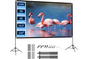 VISULAPEX Pantalla Proyector 120 Pulgadas, 16:9, 4K HD Pantalla para Proyector Portátil con Tripode, Plegable Projector Screen para Interior y Exterior, Cine en Casa, Jardín
