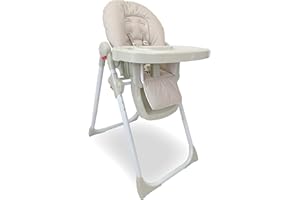My Babiie MBHC8 Premium Highchair – Adjustable, 3 Recline Positions, 6 Height Settings, Removable Tray, Padded Seat, Foldable, for Toddler, from 6 Months to 3 Years (15kg) – Oatmeal