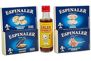 EL PALADAR JAMONERIA & DELICATESSEN Pack Especiales Conservas Gourmet (Almejas, Berberechos, Mejillones,Caracoles, Salsa Espinaler) Selección El Paladar