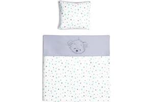 ‎AMILIAN Amilian Kinderbettwäsche 80x80 Baby Bettwäsche Set mit Stickerei Größe Babybettwäsche 80x80 mit Kissenbezug 35x40 100% Baumwolle Kinderwagen Jungen Mädchen Bettwaesche