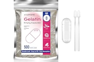 ATLEMISME Empty Capsules Size 0 500 Count,Clear Empty Gelatin Capsules Kosher,Halal and Non GMO Certified for DIY Supplements.Hypoallergenic Gel Capsule Empty with 2 Spoons,Adapted to The Capsule Filler