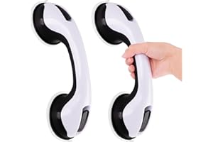 MINISOISO 2 Pezzi Maniglia Ventosa,Maniglie di ausilio per il bagno,Maniglia Doccia Anziani Ventosa,Corrimano ad Assorbimento del Vuoto Forte, Antiscivolo per Maniglia Ventosa per Mobilità, Nero
