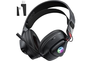 Awinnasey PH3 Wireless Gaming Headset for PS5, PS4,PC,Bluetooth Headphones with 50 Hours Battery, Gaming Headset with Noise-Cancelling Mic,Accessory Kits for PSP,Deep Red