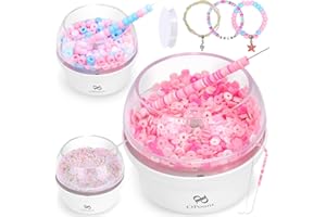 PP OPOUNT Clay Bead Spinner and Seed Pony 3In1 Electric Bead Spinner, 1500 PCS Clay Beads Included with 2 Beading Needles for Jewelry Making Bracelets Necklace, Gift