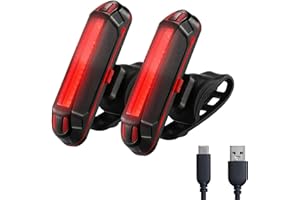 BYKING Rear Bike Light, USB-C Rechargeable Bike Helmet Light, 6 Lighting Modes and Waterproof, Long Lasting Battery Back Light For Bicycle, MTB, Helmet, Scooter, Bag, 2x Bicycle Light Rear.
