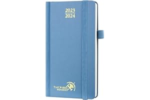 ‎POPRUN POPRUN Kalender 2023 2024 Klein 16,5 x 9 cm (Aug.2023-Dez.2024) - Taschenkalender 2023/2024 Hardcover mit Stiftschlaufe - Terminplaner, Wochenplaner mit FSC®-Zertifiziertem Papier - Dunstblau
