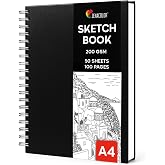 Zenacolor Sketchbook A4, Sketchbook 50 Sheets/100 Pages, 200 g/m&sup2; Extra Thick Paper - Sketchbook with Hardcover and Spiral fo