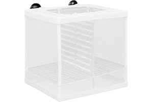 QAUM Fish Tank Breeding Net Box, Aquarium Isolation Box with Juvenile Fish Protection Mesh, Fish Nursery Isolation Box, Multi-functional Breeder for Fish Tank Baby Fishes Shrimp Clownfish and Guppy