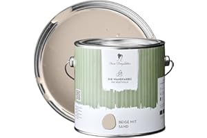 MissPompadour edelmatte Wandfarbe Beige mit Sand 2,5L - sehr hohe Deckkraft - geruchsneutrale, spritzfreie Farbe - atmungsaktive, wasserbasierte Innenfarbe/Deckenfarbe - Die Wertvolle