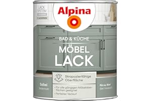 Alpina Bad & Küche Möbel-Lack Salbei – seidenmatter Lack für Bad- & Küchenmöbel aus Holz & MDF, streichfertig, hochdeckend & feuchtraumgeeignet, ideal für DIY-Renovierung – 0,75L