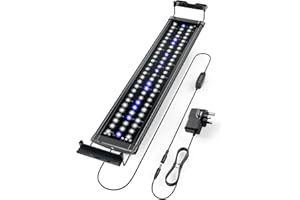TCCBAC Tccabc LED Aquarium Light with Extendable Brackets for 40-60cm Tank, Fish Tank Light Led,Aquarium Lamp for Freshwater/Marine Fishe & Aquatic Plants, Dimmer-Timer, Blue White LED Lamp 10W