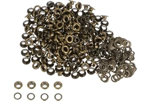 QUARKZMAN Kit de 300 Ojales Metálicos de 3 mm (1/8") con Arandelas para Zapatos Ropa Cinturones Etiquetas Bolsas Tela Cuero Proyectos de Bricolaje Color Bronce
