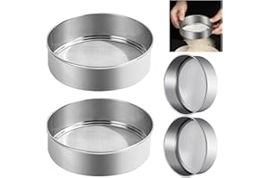 4Pcs Tamis à Farine,Jicyor Acier Inoxydable Farine Tamis Professionne Tamis de Pâtisserie Maille Fine pour Farine Cuisson Thé Sucre GâTeaux LéGumes Tamis à Farine 2 Tailles