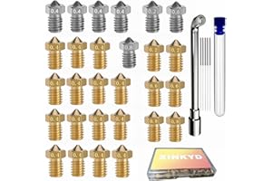 XIN-KYD 28 boquillas de impresora 3D, latón y acero Nozzle V6, rosca M6, para filamento de 1,75, para todas las impresoras 3D populares V6 Hotend como, por ejemplo, Anycubic i3 Mega, Anycubic Chiron