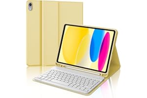 IVEOPPE Coque Clavier pour iPad 10/11 Ème Generation (10.9 Pouces 2022/11 Pouces A16 2025), Étui Magnétique Keyboard AZERTY Layout pour iPad 10eme/11eme avec Porte Crayon, Jaune