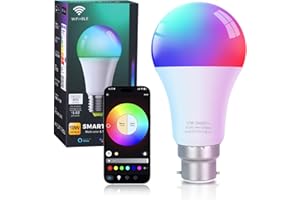FRIDEKO HOME Smart Light Bulb - WiFi Bayonet Light Bulbs, LED Color Changing Light Bulb Work with Alexa and Google Assistant, 10W B22 RGBCCT Dimmable Lightbulbs, 800LM