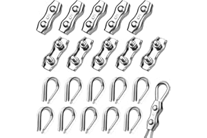 Nadisean 20 Pezzi M5 Morsetti Stendibiancheria con Ditale, Morsetti per Cavo Acciaio in Acciaio Inox 304, Morsetto Duplex, Morsetto per Fune, Morsetti per Fune Morsetti per filo stendibiancheria 3-4mm