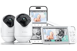 Dr.Care VistaView Camara Vigilancia bebe WiFi 5” 1080P, Cámara 2K, Visión Nocturna HD, Alertas de Llanto y Movimiento, Batería 5000mAh, Comunicación Bidireccional, Vigilabebés con Cámara, Alcance 390m