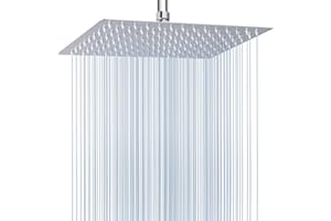 Cabezal de Ducha Lluvia Grande de 40.5cm, Voolan Cabezal de Ducha Rectangular de Alta Presión de Acero Inoxidable Ducha, Cobertura Total, Montaje Universal en Techo o Pared (16*12'' Rectángulo, Cromo)