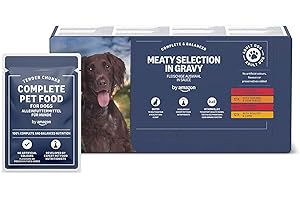by Amazon Aliment Complet Pour Chiens Adultes, Sélection à la Viande en Sauce, 4.8 kg, 48 lot de 100g
