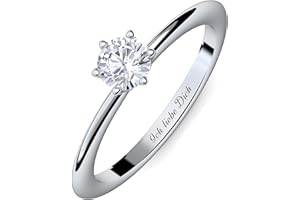 Amoonic Verlobungsring Ring Damen Silber 925 Zirkonia Stein mit GRAVUR & ETUI-BOX Silberring Frau Verlobungsringe Damenring rhodiniert Echt Schmuck Antragsring Engagement Promise Ring für Frauen