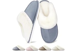 QQSQ Chaussons Femme Homme Hiver Pantoufles Maison Chaud Confort fourrés Faux Daim à Fourrure Doublure Pantoufles Slippers Cuir Peluche Mules Fourrure Antidérapantes pour Intérieur/Extérieur