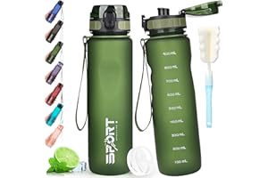 AOPREL Trinkflasche 1L Sport Trinkflasche Wasserflasche Auslaufsicher Trinkflaschen BPA Frei Sportflasche mit Kapazitätsskala für Die Outdoor, Schule, Camping