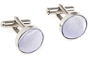 THE TIE COMPANY Plain Satin Solid Colour Classic Silver Metal Cufflinks