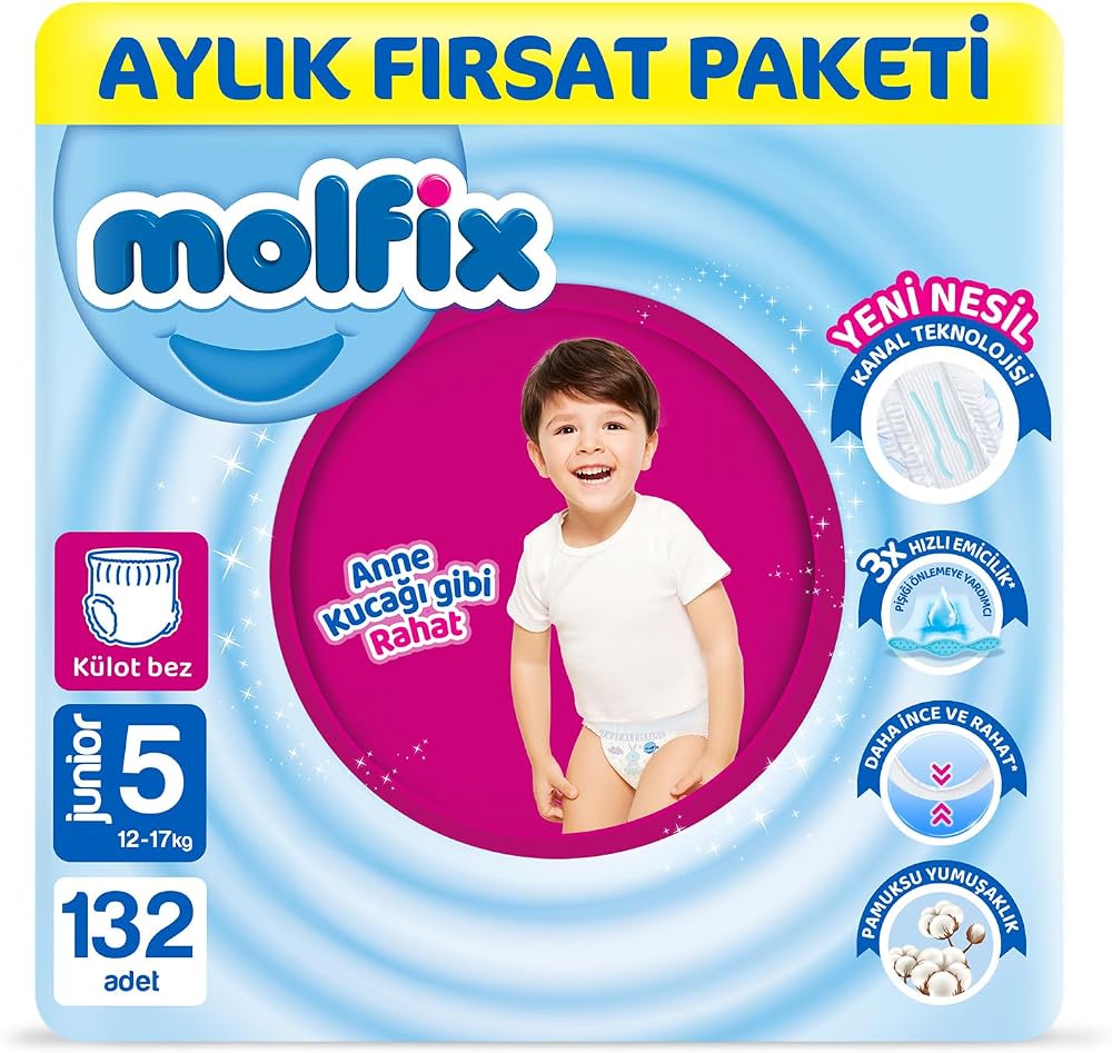Molfix Pants Bebek Bezi 5 Beden Junior Aylık AvantajPaketi 132 Adet