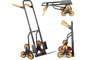 VEVOR Carrello pieghevole per scale 200 kg con doppia maniglia, 6 ruote, 2 corde elastiche