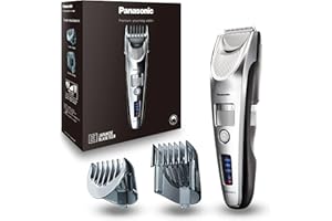 ‎PANASONIC Panasonic ER-SC60-S803 Haarschneider für Männer, tragbarer, kabelloser, wasserdichter Trimmer, fortschrittliche Klingen, 20 Längen, 2 Aufsätze, kabellos & kabelgebunden, Ladestation, Silber