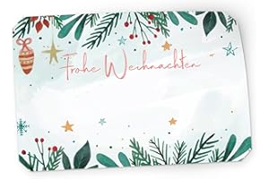 ‎ITENGA itenga 50x Geschenkaufkleber Frohe Weihnachten Aufkleber rechteckig beschriftbar für kurze Texte Namensschild Geschenkeaufkleber Etikett Sticker (Motiv Zweige)