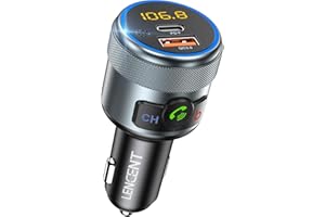 ‎LENCENT LENCENT 5.1 Samochodu Nadajnik FM Bluetooth, Bezprzewodowy Adapter Radiowy z PD3.0 USB-A i QC3.0USB-C ładowarka Fast USB, Zestaw Głośnomówiący, Odtwarzacz Stereo MP3, Hi-Fi, Kolorowe Podświetlenie LED