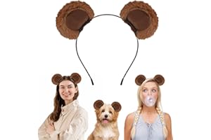 Tyqour Opaska na głowę z uszami brązowego niedźwiedzia, uszy wiewiórki, niedźwiedź, opaska na głowę, uroczy niedźwiedź, kostium dla dorosłych, na Halloween, festiwal, imprezę, ruchoma opaska na głowę