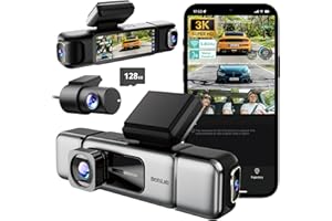 BOTSLAB 3K 4 Channel Dash Cam, 3K/4K Front and 1080p*3 Car Camera Left Right Inside, 560° Dash Cam for Car, Built-in 5.8GHz WiFi and GPS, Voice Control, Included 128GB SD Card