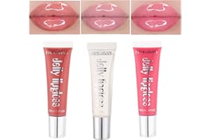 GL-Turelifes 3 PCS Lip Plumper Gloss Jelly Color Lipstick Set, Lip Plumping Balm Plumper Plloss Tratamiento de brillo labial - Mejora los labios hidratados, hidrata, elimina las arrugas(Set 1)