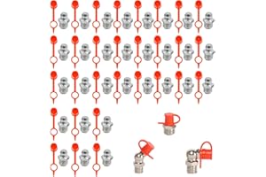 PCSFOE Lot de 60 Graisseur Droit M8 avec Capuchon Anti-poussière,Raccord Nipple Graisseur Placage Fer-Zinc,Kit de graisseurs Coniques pour Presses de graissage, Coniques M8, de graissage, raccord Conique M8