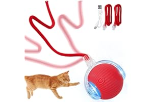 EPHOSHI Interactive Pet Toy Ball - 360° Automatic Rolling Ball for Cats & Dogs, Adult, Safety Material (Red)