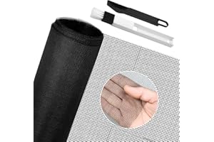BUZIFU Moustiquaire Fenêtre 150x500cm Moustiquaire en fibre de verre Rouleau Moustiquaire Maille d'Écran Anti-Mouches Filet Écran Insecte DIY Moustiquaire pour fenêtres et portes(Noir)