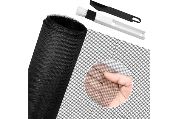 BUZIFU Moustiquaire Fenêtre 150x500cm Moustiquaire en fibre de verre Rouleau Moustiquaire Maille d'Écran Anti-Mouches Filet Écran Insecte DIY Moustiquaire pour fenêtres et portes(Noir)