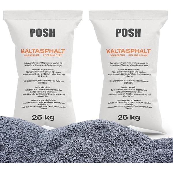 Kaugummiasphalt 0/5 – 25 Kg Sack Kaltasphalt Für Reparaturen Von Straßen Und Wegen